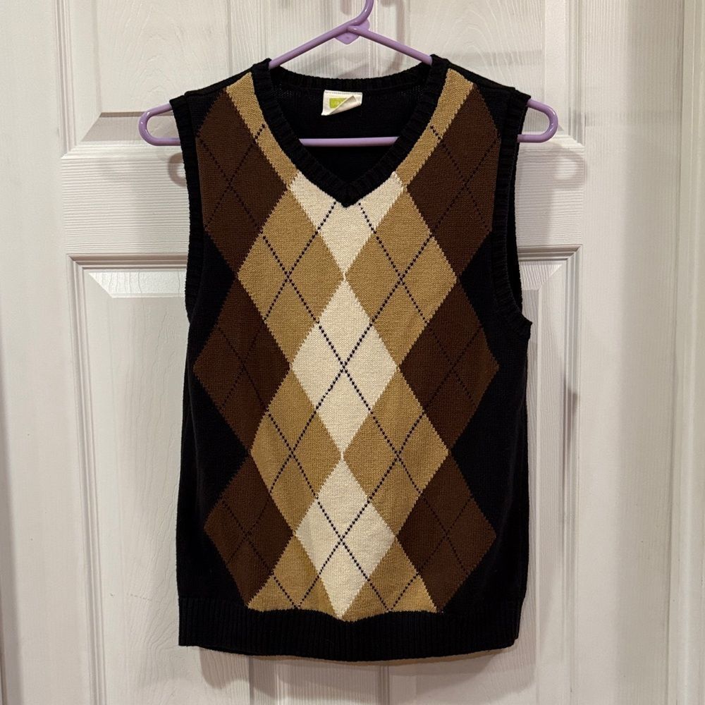 Crazy 8 Youth Boys Size Large (10-12) V-Neck Argyle Sweater Vest